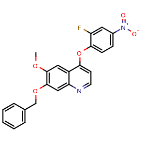 Chemical structure of 4-(2-Fluoro-4-nitrophenoxy)-6-methoxy-7-phenylmethoxyquinoline , CAS 479690-03-4, AChemBlock Y237193