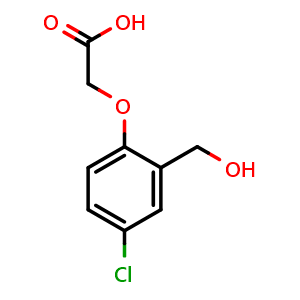 Chemical structure of 2-(4-Chloro-2-(hydroxymethyl)phenoxy)acetic acid , CAS 6386-63-6, AChemBlock Y237210