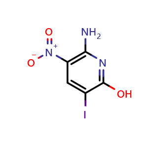 Chemical structure of 6-Amino-3-iodo-5-nitropyridin-2-ol , CAS 642460-96-6, AChemBlock Y237212