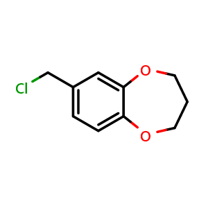 Chemical structure of 7-(Chloromethyl)-3,4-dihydro-2H-benzo[b][1,4]dioxepine , CAS 67869-70-9, AChemBlock Y237217