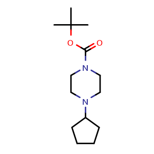 Chemical structure of tert-Butyl 4-cyclopentylpiperazine-1-carboxylate , CAS 749800-44-0, AChemBlock Y237224
