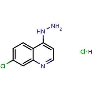 Chemical structure of 7-Chloro-4-hydrazinoquinoline hydrochloride , CAS 786727-08-0, AChemBlock Y237235