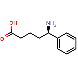 Chemical structure of (R)-5-Amino-5-phenylpentanoic acid , CAS 820223-89-0, AChemBlock Y237238