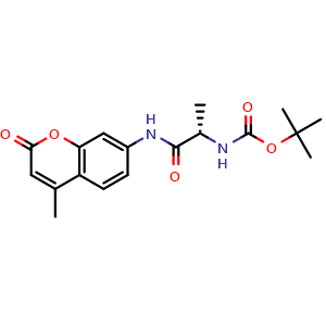 Chemical structure of tert-butyl (S)-(1-((4-methyl-2-oxo-2H-chromen-7-yl)amino)-1-oxopropan-2-yl)carbamate , CAS 96594-08-0, AChemBlock Y237261