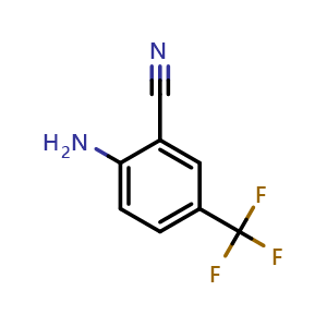Chemical structure of 2-Amino-5-trifluoromethylbenzonitrile , CAS 6526-08-5, AChemBlock Y237269