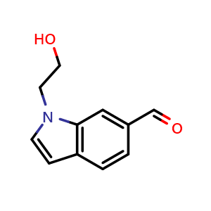 Chemical structure of 1-(2-Hydroxyethyl)-1H-indole-6-carbaldehyde , CAS 1051396-34-9, AChemBlock Y237282