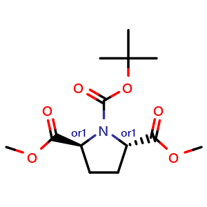 Chemical structure of O1-tert-Butyl O2,O5-dimethyl trans-pyrrolidine-1,2,5-tricarboxylate , CAS 116724-76-6, AChemBlock Y237295