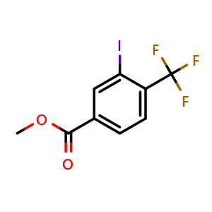 Chemical structure of Methyl 3-iodo-4-(trifluoromethyl)benzoate , CAS 1197357-94-0, AChemBlock Y237300