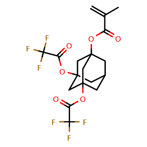 Chemical structure of [3,5-Bis[(2,2,2-trifluoroacetyl)oxy]-1-adamantyl] 2-methylprop-2-enoate , CAS 1242906-47-3, AChemBlock Y237308