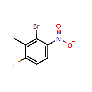 Chemical structure of 3-Bromo-1-fluoro-2-methyl-4-nitro-benzene , CAS 1245644-86-3, AChemBlock Y237309