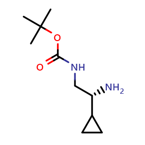 Chemical structure of tert-Butyl N-[(2R)-2-amino-2-cyclopropyl-ethyl]carbamate , CAS 1269939-94-7, AChemBlock Y237320
