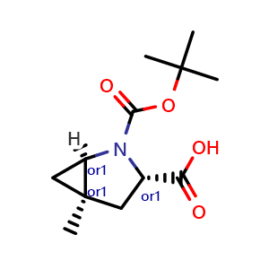 Chemical structure of rel-(1R,3S,5R)-2-tert-butoxycarbonyl-5-methyl-2-azabicyclo[3.1.0]hexane-3-carboxylic acid , CAS 1393537-80-8, AChemBlock Y237336