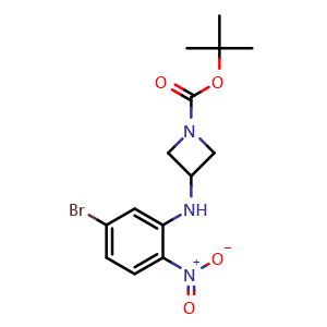 Chemical structure of tert-Butyl 3-(5-bromo-2-nitro-anilino)azetidine-1-carboxylate , CAS 1471262-47-1, AChemBlock Y237349