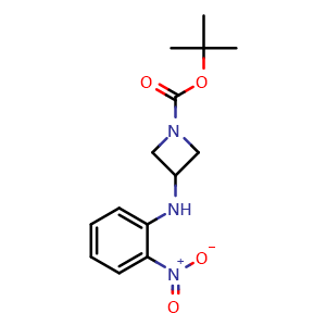 Chemical structure of tert-Butyl 3-(2-Nitroanilino)azetidine-1-carboxylate , CAS 1477963-33-9, AChemBlock Y237350