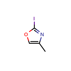 Chemical structure of 2-Iodo-4-methyl-oxazole , CAS 1539210-11-1, AChemBlock Y237354