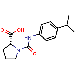 Chemical structure of (2R)-1-[(4-Isopropylphenyl)carbamoyl]pyrrolidine-2-carboxylic acid , CAS 1563579-41-8, AChemBlock Y237357