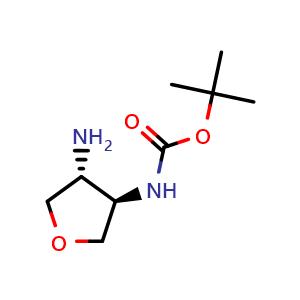 Chemical structure of tert-Butyl N-[(3R,4R)-4-aminotetrahydrofuran-3-yl]carbamate , CAS 1704434-31-0, AChemBlock Y237369