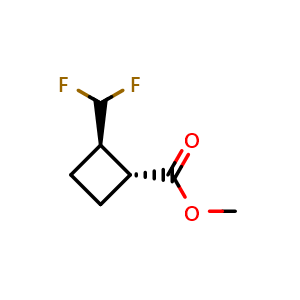 Chemical structure of Methyl (1R,2R)-2-(difluoromethyl)cyclobutanecarboxylate , CAS 1773507-93-9, AChemBlock Y237371