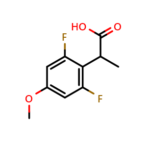 Chemical structure of 2-(2,6-Difluoro-4-methoxy-phenyl)propanoic acid , CAS 1783696-15-0, AChemBlock Y237374