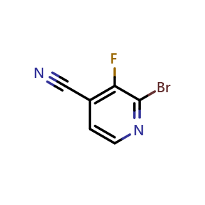 Chemical structure of 2-Bromo-3-fluoro-pyridine-4-carbonitrile , CAS 1805188-90-2, AChemBlock Y237378