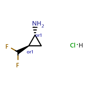 Chemical structure of trans-2-(Difluoromethyl)cyclopropanamine hydrochloride , CAS 1807920-91-7, AChemBlock Y237380