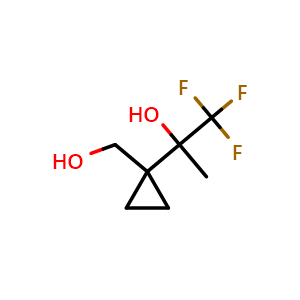 Chemical structure of 1,1,1-Trifluoro-2-[1-(hydroxymethyl)cyclopropyl]propan-2-ol , CAS 1900710-97-5, AChemBlock Y237390