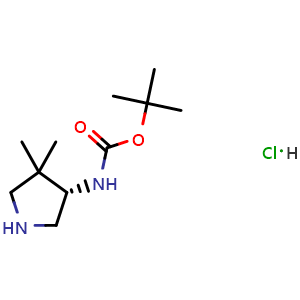 Chemical structure of tert-butyl (S)-(4,4-dimethylpyrrolidin-3-yl)carbamate hydrochloride , CAS 2097061-00-0, AChemBlock Y237409