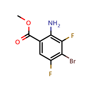 Chemical structure of Methyl 2-amino-4-bromo-3,5-difluoro-benzoate , CAS 2110119-64-5, AChemBlock Y237411