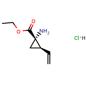 Chemical structure of Ethyl (1S,2R)-1-amino-2-vinyl-cyclopropanecarboxylate hydrochloride , CAS 2133479-34-0, AChemBlock Y237417