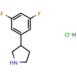 Chemical structure of 3-(3,5-Difluorophenyl)pyrrolidine hydrochloride , CAS 2135332-31-7, AChemBlock Y237418