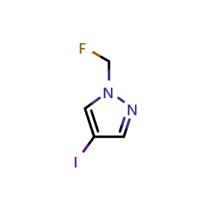 Chemical structure of 1-(Fluoromethyl)-4-iodo-1H-pyrazole , CAS 2208228-67-3, AChemBlock Y237424