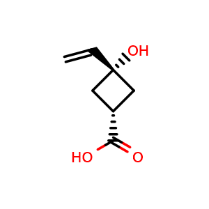 Chemical structure of cis-3-Hydroxy-3-vinyl-cyclobutanecarboxylic acid , CAS 2460494-98-6, AChemBlock Y237460
