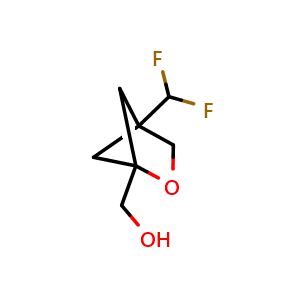 Chemical structure of [4-(Difluoromethyl)-2-oxabicyclo[2.1.1]hexan-1-yl]methanol , CAS 2503206-15-1, AChemBlock Y237463