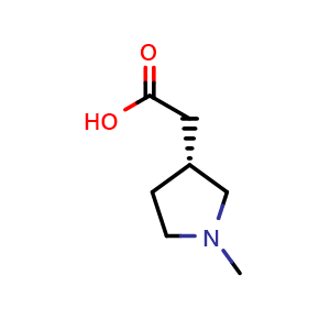 Chemical structure of 2-[(3R)-1-Methylpyrrolidin-3-yl]acetic acid , CAS 2568838-87-7, AChemBlock Y237465