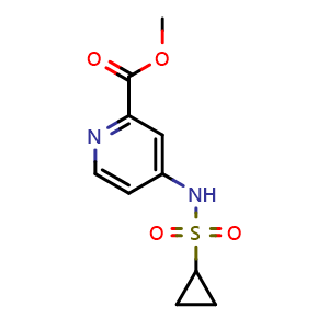 Chemical structure of Methyl 4-(cyclopropylsulfonylamino)pyridine-2-carboxylate , CAS 2768550-71-4, AChemBlock Y237487