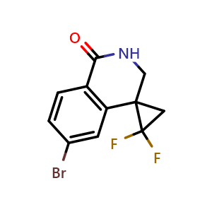 Chemical structure of 6-Bromo-1',1'-difluoro-spiro[2,3-dihydroisoquinoline-4,2'-cyclopropane]-1-one , CAS 2771025-18-2, AChemBlock Y237488