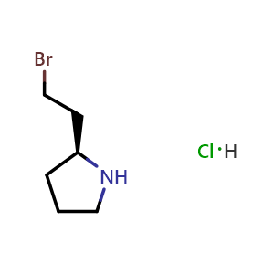 Chemical structure of (2S)-2-(2-Bromoethyl)pyrrolidine hydrochloride , CAS 2922438-89-7, AChemBlock Y237510