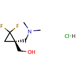 Chemical structure of [(1S)-1-[(dimethylamino)methyl]-2,2-difluoro-cyclopropyl]methanol hydrochloride , CAS 2940873-69-6, AChemBlock Y237530