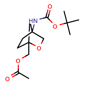 Chemical structure of [4-(tert-Butoxycarbonylamino)-2-oxabicyclo[2.2.1]heptan-1-yl]methyl acetate , CAS 2940937-16-4, AChemBlock Y237538