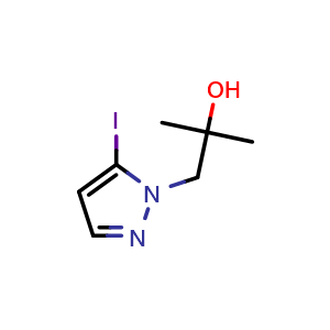 Chemical structure of 1-(5-Iodopyrazol-1-yl)-2-methyl-propan-2-ol , CAS 2940938-02-1, AChemBlock Y237539