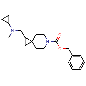 Chemical structure of Benzyl 2-[[cyclopropyl(methyl)amino]methyl]-6-azaspiro[2.5]octane-6-carboxylate , CAS 2940943-24-6, AChemBlock Y237545