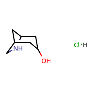 Chemical structure of 6-Azabicyclo[3.2.1]octan-3-ol hydrochloride , CAS 2940952-95-2, AChemBlock Y237560