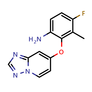 Chemical structure of 4-Fluoro-3-methyl-2-([1,2,4]triazolo[1,5-a]pyridin-7-yloxy)aniline , CAS 2940954-19-6, AChemBlock Y237564