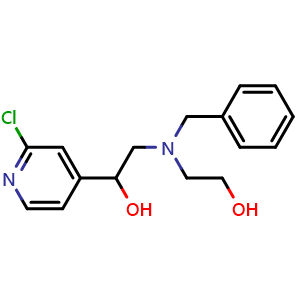 Chemical structure of 2-[Benzyl(2-hydroxyethyl)amino]-1-(2-chloro-4-pyridyl)ethanol , CAS 2940955-31-5, AChemBlock Y237567