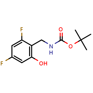 Chemical structure of tert-Butyl N-[(2,4-difluoro-6-hydroxy-phenyl)methyl]carbamate , CAS 2940959-32-8, AChemBlock Y237579