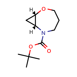 Chemical structure of tert-Butyl (1S,7R)-2-oxa-6-azabicyclo[5.1.0]octane-6-carboxylate , CAS 2954726-03-3, AChemBlock Y237584