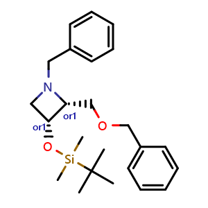 Chemical structure of [cis-1-Benzyl-2-(benzyloxymethyl)azetidin-3-yl]oxy-tert-butyl-dimethyl-silane , CAS 2954726-47-5, AChemBlock Y237585