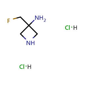 Chemical structure of 3-(Fluoromethyl)azetidin-3-amine dihydrochloride , CAS 2955551-47-8, AChemBlock Y237591