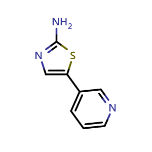 Chemical structure of 5-(Pyridin-3-yl)-1,3-thiazol-2-amine , CAS 372096-52-1, AChemBlock Y237599