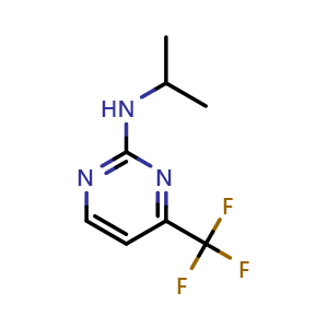 Chemical structure of N-Isopropyl-4-(trifluoromethyl)pyrimidin-2-amine , CAS 651292-53-4, AChemBlock Y237616